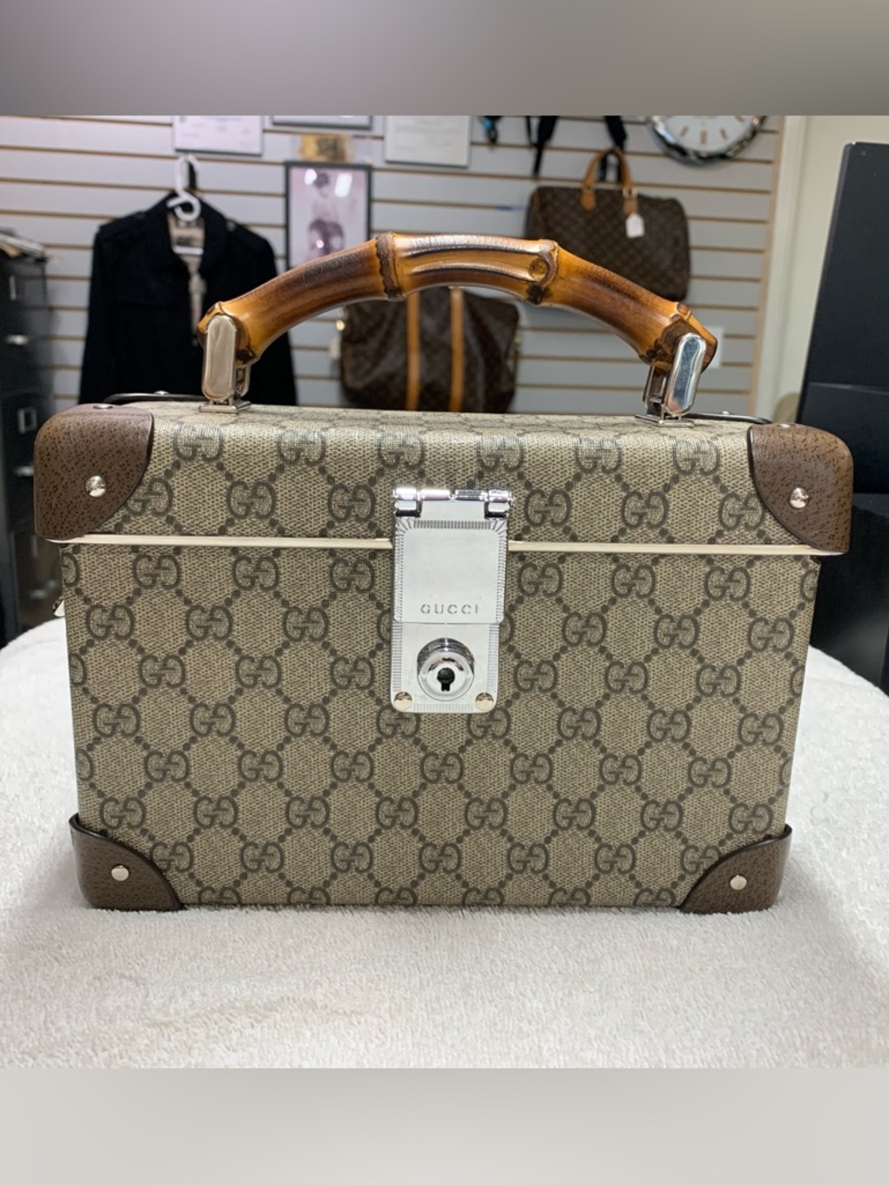 Gucci GG Globe Trotter Vanity Case Bamboo Bag